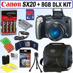 Canon PowerShot SX20IS 12.1MP Digital Camera + 8GB Deluxe Accessory Kit