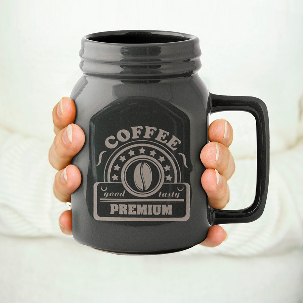 CERAMIC MUG Mason Jam Jar For All Hot Drinks Tea Cup Coffee Hot