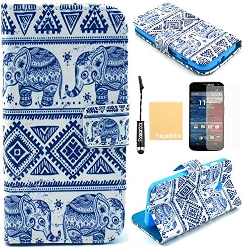 Moto X Case,Focusonbox(TM) Premium PU Leather Stand Wallet Type Magnet Design Flip Case Cover for Motorola Moto X (1st Generation), with Screen Protector, Stylus and Cleaning Cloth YB29