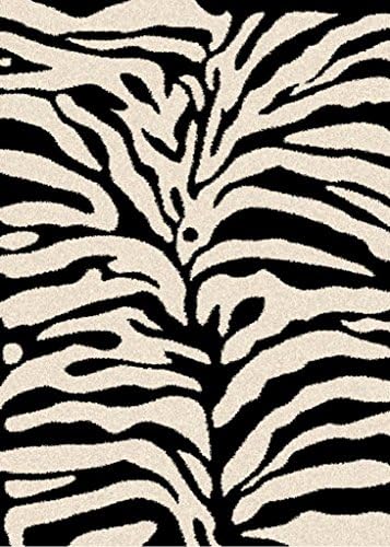 Zebra Cream Black Super Shag 5x8 Area Rug - 5'3"x7'7"