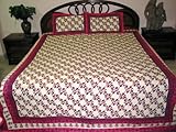 White Pink Cotton Bedspreads Floral Print King/Queen Size 89x102 Free Shipp ....