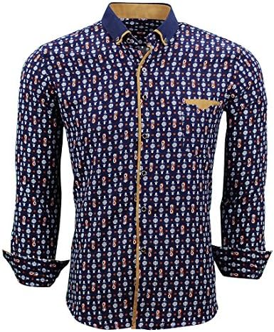 Tom Spade Men's Slim Fit Patterned Dress Shirt (Medium)