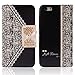 iPhone 6s Plus Case, Towallmark Fresh Cute Flip [Wallet Faux Leather] Case Cover (Black)