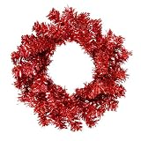 Pack of 12 Red Artificial Tinsel Christmas Wreaths 6