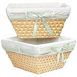 Badger Basket Natural Basket - White Liner with Ribbons