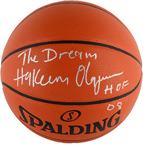 Hakeem-Olajuwon-Houston-Rockets-Autographed-NBA-Indoor-Outdoor-Basketball-with-The-Dream-HOF-08-Inscriptions-Fanatics-Authentic-Certified