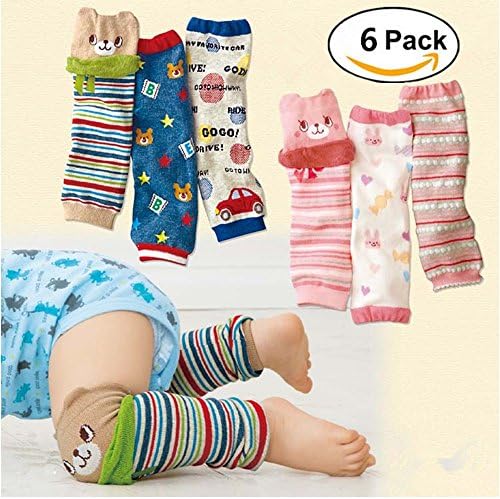 6-pack Soft Toddler Infant Arm Knee Leg Warmers Socks Baby Knee Pads Leggings Gift Set for Boys & Girls
