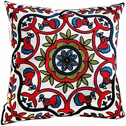 Dingoo 18" X18" Cotton Linen Embroidery Cushion Covers Vintage style Decorative Square Throw Pillow Case Sofa Car Bedding Decorative Throw Pillow Case