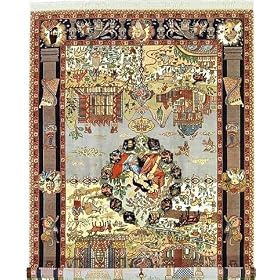 6x9 Blue Persian Hand Knotted Silk Tabriz Rug by Heritage Unlimited