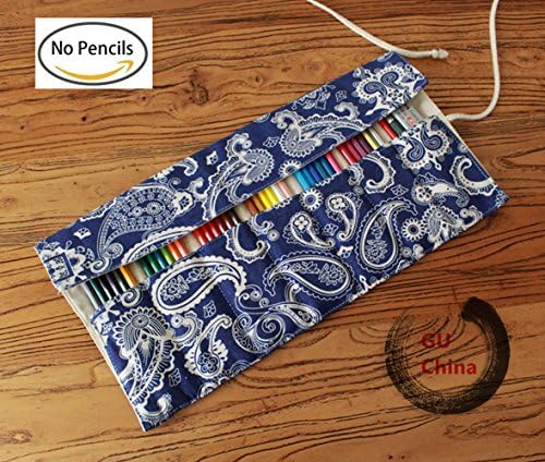 GUchina Canvas Pencil Case,Canvas Pencil Wrap,Colored Pencils Case,drawing pencils case,travel organizer pouch for artist-hold 48（72）(48-Piece, NewStyle China Porcelain)
