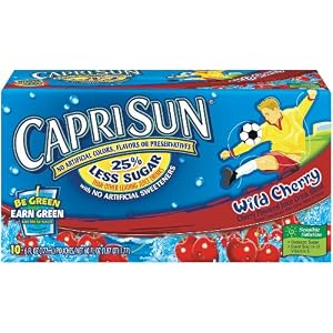 Capri Sun Juice Drink, Wild Cherry, 10-Count, 6-Ounce Pouches (Pack of 4)
