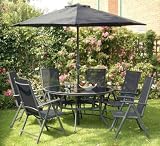 Palermo 6 Seater Garden Set - round table, 6 reclining arm chair and 2.5cm parasol