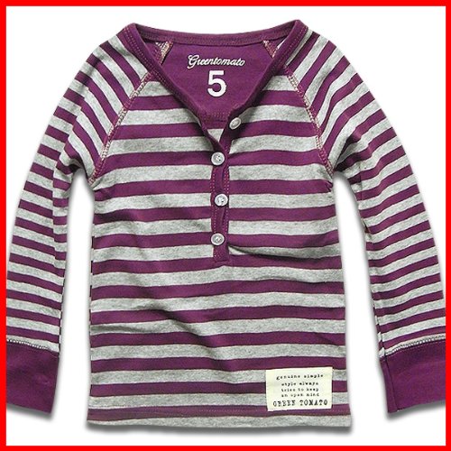 【GREEN TOMATO ヘンリーボーダーベビー・キッズ長袖Ｔシャツ】90cm/100cm/110cm/120cm/130cm/140cm/150cm【韓国 子供服 GREEN TOMATO グリーントマト】【2012 春】【ダンス】