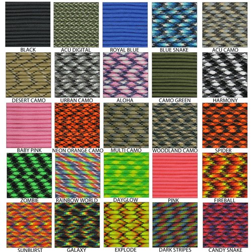 Parachute Cord Nylon 7 Strand 550lb Tested U.S MADE 100'