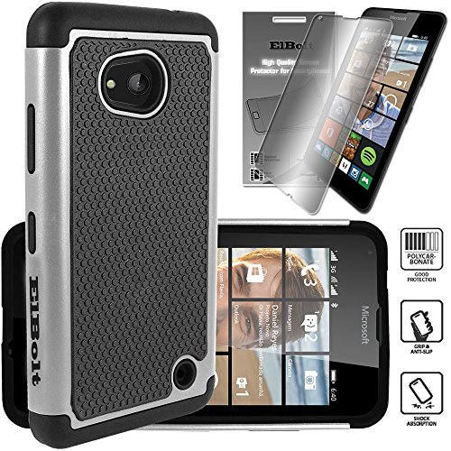 Microsoft Nokia Lumia 640 Cyber Defender Case by ElBoltÂ® - Grey with Free HD Screen Protector
