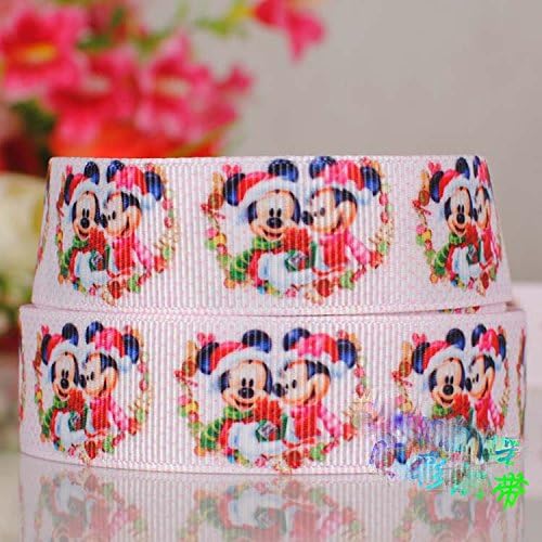 10 Yards 7/8 Inch Christmas Mickey Minnie Mouse Printed Grosgrain Ribbon DIY Decoration Gift Ribbon #409191