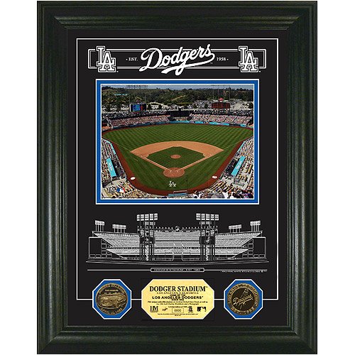 Highland Mint Los Angeles Dodgers Stadium Archival Etched Glass w/ Two Gold Coins