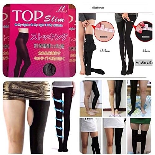 "Top Slim"black Stockings Thick for Reduces Weight and Slim Calves up to 100 Kg.