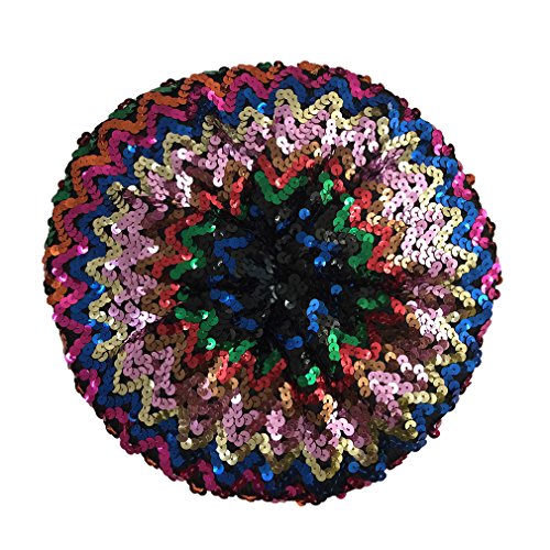 Bigood Sparkle Sequine Adjustable Beanie Beret Hat Dancing Tam Cap Multicolor