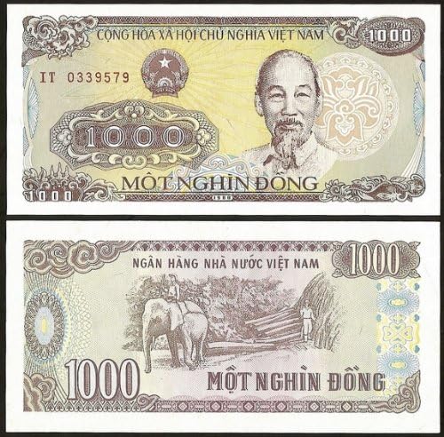 5 Consecutive Vientamese Dong in Cases UNC 1000 DONG NOTE 1988