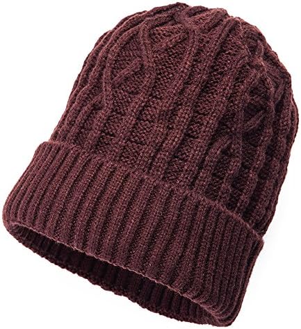 Winter Unisex Thic Slouchy Knit Ribbing Baggy Beanie Cap Hat Brown