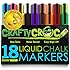 Crafty Croc Liquid Chalk Markers, Jumbo 18 Pack, (Mom's Choice Award Gold Recipient), Neon Plus Earth Colors 6mm Reversible Tip, 2 Replacement Tips Included