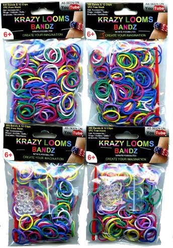 Krazy Looms Bandz Mixed Color Kit for Rainbow Loom (4-pack)