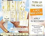 V.T Metallic Tattoos (HUGE 6 SHEETS PACK) - MOST POPULAR DESIGNS (more than 50 tattoos!) - Gold Silver & Black Body Temporary Metallic Tattoos - Bling Inspired - Long Lasting Trendy Tattoo Designs
