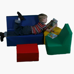 NEW ARMLESS TODDLER COUCH, CHAIR, OTTOMAN