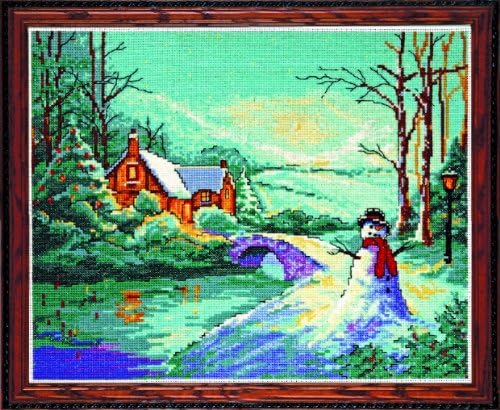 Tobin Winter Cottage Counted Cross Stitch Kit, 8 by 10-Inch, 18 Count