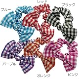 【格安99シリーズ】チェックリボンシュシュ（全6色）【ブラック】☆髪飾り通販☆可愛いヘアーアクセサリー