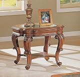 French Provincial Brown Occasional End Table w/Glass Top