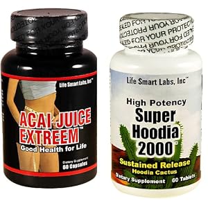 Combo Acai Juice Extreem and Super Hoodia 2000, HIGH POTENCY ACAI Berry Natural Nutrition, Energy and also used for Weight Loss Detox Diet , 1300 Mg of ACAI and 2000 mg of pur Hoodia Gordinii per serving