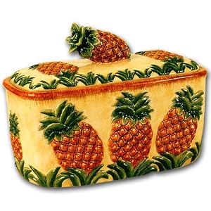 Ceramic Pineapple Bread Box Canister by 