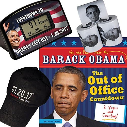 (Gift Set) Obama 1/20/17 - Countdown Clock Hat 2015 Calendar & Toilet Paper