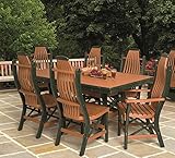 Poly Lumber Patio Furniture Set Including 1 Rectangular Table (60") and 4 Chairs in Weathered Wood & Black - Amish Made in USA