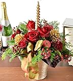 花由 クリスマスの生花 キャンドルアレンジメント in ゴールドポット