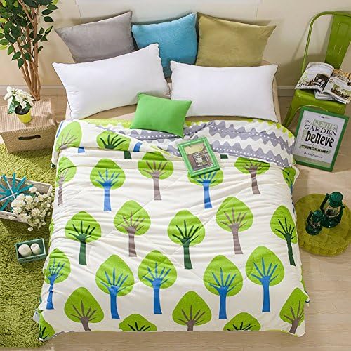 Home Comfortable 100% Cotton Comforter for Summer Air-Conditioning Quilt 1PC (78" x 90", Green Forest)