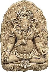 Ganesh Seated Wall Relief, 8.5"H