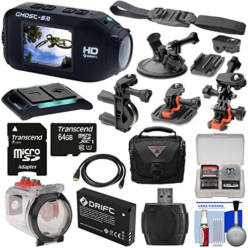 Drift Innovation HD Ghost-S Wi-Fi Digital Video Action Camera Camcorder + 64GB Card + Waterproof Case + Helmet, Handlebar &amp; Suction Cup Mounts + Battery Kit