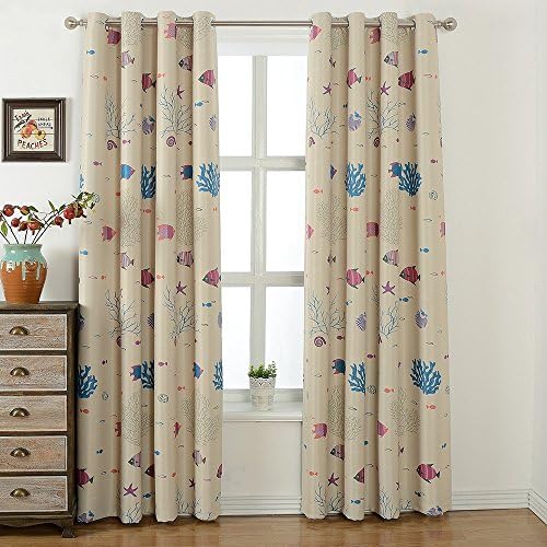Fancy Queen Children Room Window Curtains Thermal Insulated Blackout Treatment 52 x 63 inch (Set of 2 Panels), Beige
