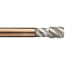 Dormer MTT-X E002/MTT-X E012 Powdered Metal Spiral Flute Threading Tap, Gold Oxide Finish, Round Shank With Square End, Modified Bottoming Chamfer