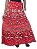 Womens Designer Wrap Around Skirt Elephant Printed Red Long Wrap Skirt Open Waist