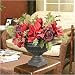 Silk Flower Tuscan Autumn Centerpiece (Amaryllis, Purple Roses, Pine Sprigs, Holly and Holly Berries)