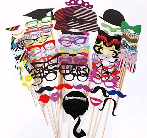 Kakaxi(tm) 76pcs photo booth props diy kit funny colorf…