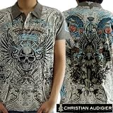 Christian Audigier クリスチャン オードジェー S/S ポロシャツ VIF　ラインストーン グレーの画像
