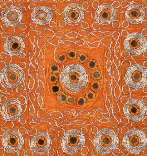 Imagen 3 de Cojín de algodón Cubre con plata Zari & Size Mirror Work 16 x 16 pulgadas Juego de 2 piezas