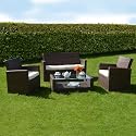 4pc Tuscany Rattan / Aluminium Sofa Set Garden Conservatory Furniture Arm Chairs / Sofa & Coffee Table by Azuma