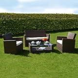 from Azuma 4pc Tuscany Rattan / Aluminium Sofa Set Garden Conservatory Furniture Arm Chairs / Sofa & Coffee Table by Azuma