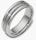 6.5mm Designer Platinum Comfort Fit Wedding Band Ring